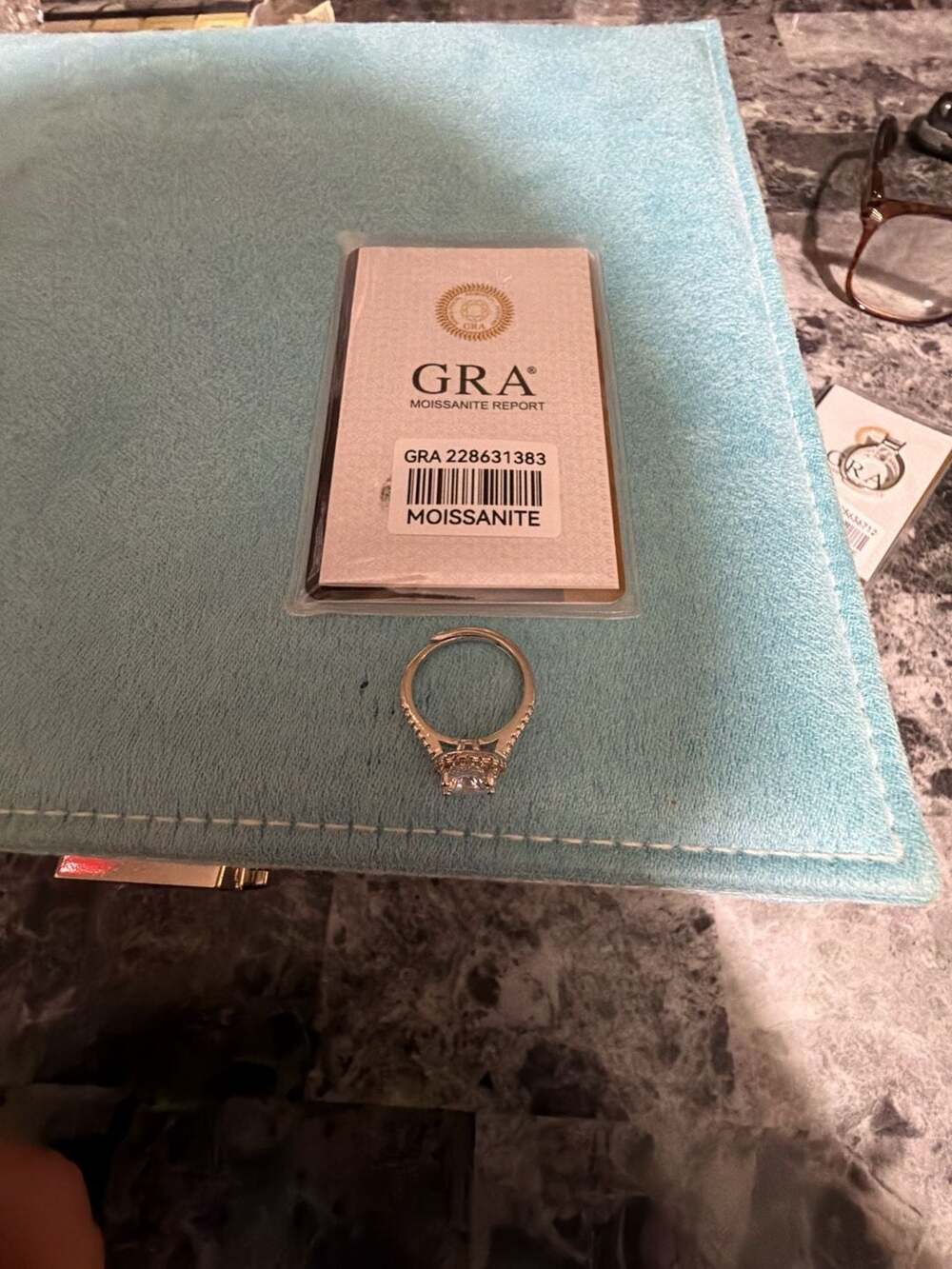 Adjustable Round Cut Moissanite Halo Engagement Ring with GRA Certification